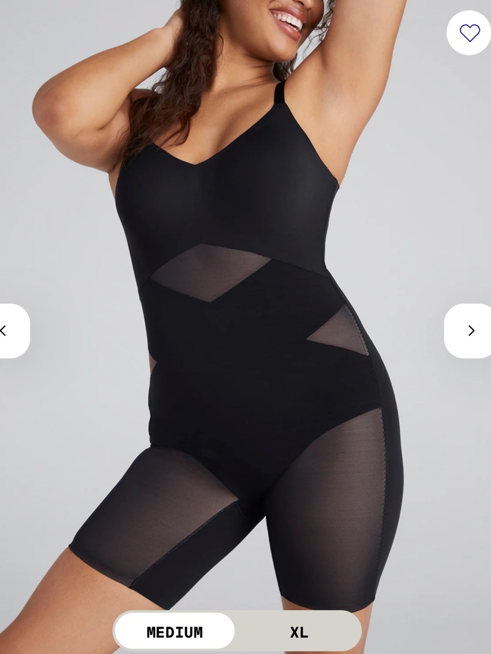 Honeylove Black Sculpting Mid-Thigh Bodysuit Wireless Bra in size M